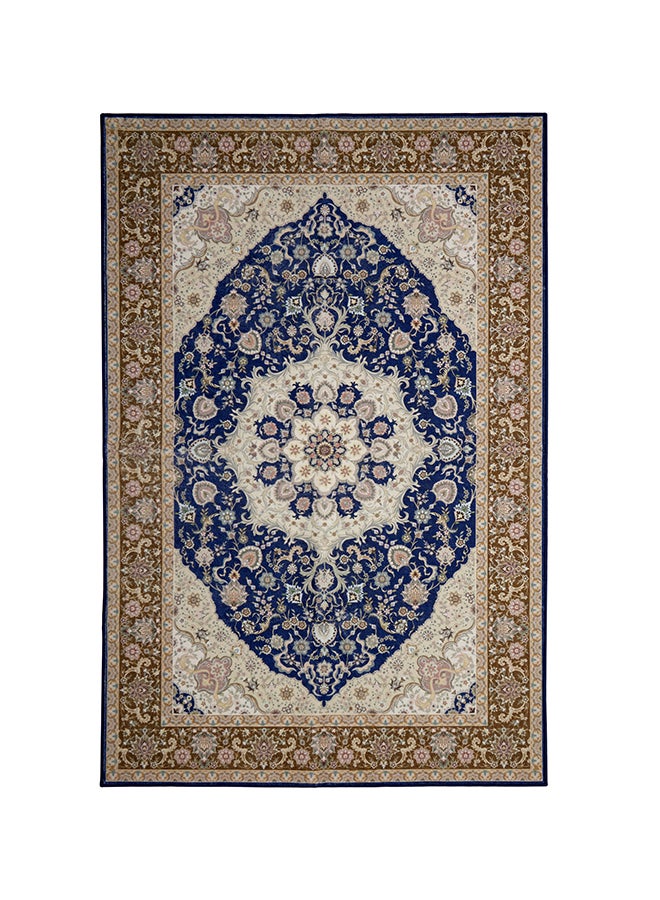 ايست من نون سجادة مضادة للانزلاق - الحجم - 183 × 275 سم - 6x9 قدم | تصميم التراث الملكي | اللون - أزرق داكن وبني | مثالية كسجاد لغرفة المعيشة وغرفة النوم والمكتب - Image 1